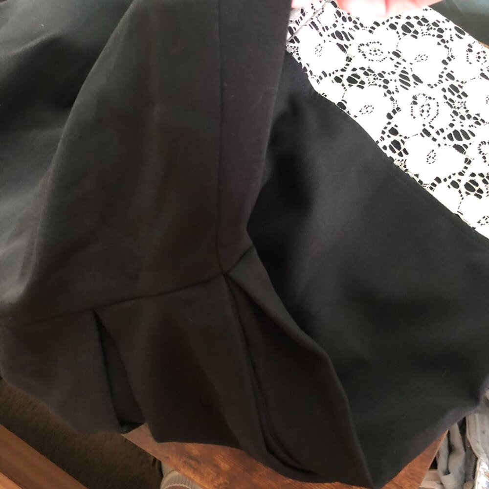 Closet Black Sleeveless Fit-and-Flare Dress with White Lace Hem - Picture 8 of 11